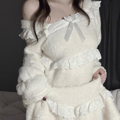 甜美纯欲秋冬法兰绒公主风睡衣