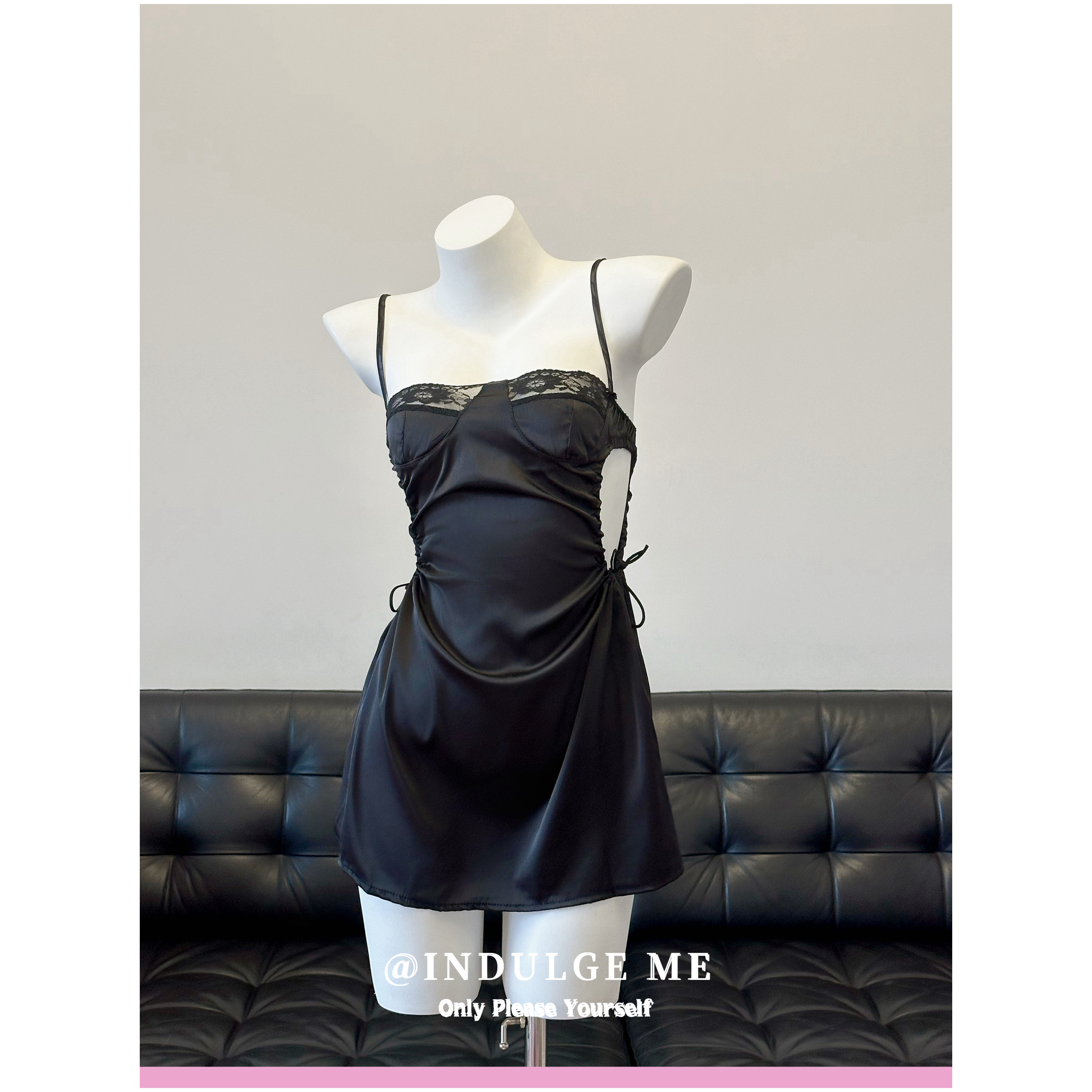 indulisme性感蕾丝美背睡裙