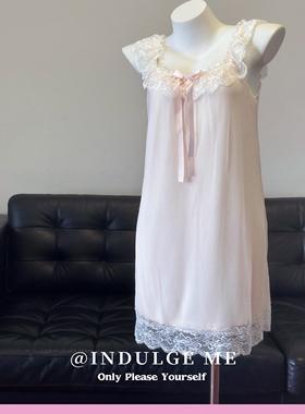 indulgeme甜美芙朵*法式吊带裙女甜美少女莫代尔花边亲肤纯欲睡裙