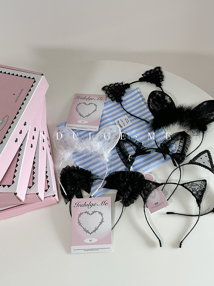 indulge me 性感兔耳朵女郎蕾丝黑色面具发箍眼罩套装拍照凹造型