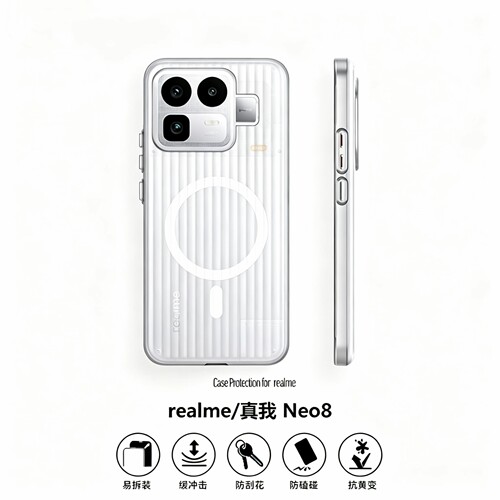 夏季散热适用真我Neo8手机壳realme neo8磁吸冰雾瓦楞光栅肤感磨砂保护壳硬商务高级感金属按键