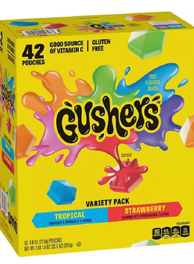 美国直邮 Fruit Gushers热带水果味爆浆软糖酸甜果汁零食爆汁糖果