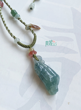 缅甸蓝水A货翡翠莲蓬吊坠项链