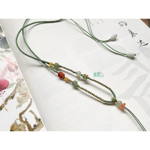 【青莲记】原创纯手工编织2MM粗高档玉石珠宝吊坠项链绳挂件绳