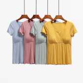 女薄款 微残品不退不换 短袖 外出产妇喂奶打底衫 T恤 哺乳上衣夏季