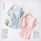 T恤宽松半袖 家居服喂奶上衣服孕妇产后短袖 夏季 莫代尔哺乳衣外出