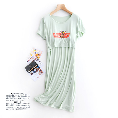 带胸垫哺乳睡裙夏季薄款