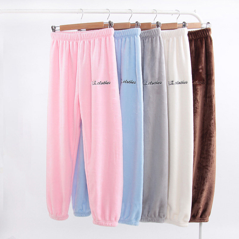 珊瑚绒睡裤女士长裤秋冬季法兰绒宅宅仙女暖暖裤加厚加绒可外穿