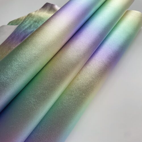意大利进口nappa绵羊皮彩虹炫彩渐变真皮皮料手工DIY平纹羊皮整皮