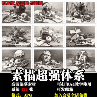 素描静物超强体系单体组合静物素描塑造铺色结构完整稿电子版临摹