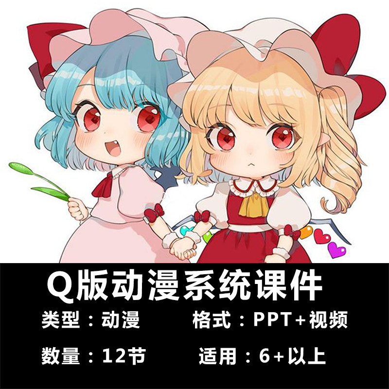 少儿动漫儿童创意课程卡通漫画q版12节ppt 视频画室美术培训课件