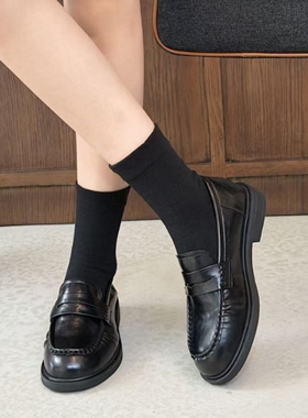 18英伦风软皮乐福鞋女单鞋2026年春季新款一脚蹬懒人鞋舒适小皮鞋