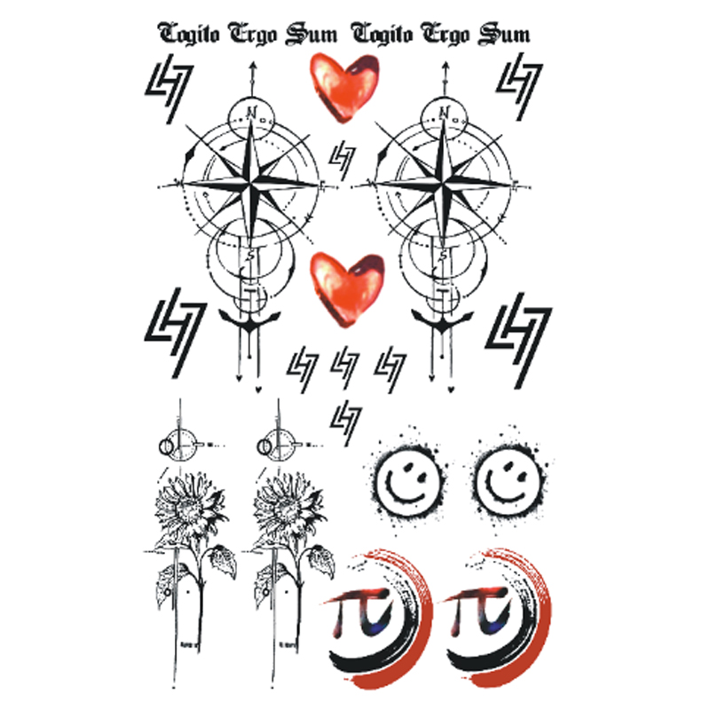鹿晗同款纹身贴指南针手臂拉丁文