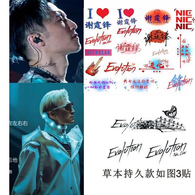 谢霆锋Evolution演唱会应援纹身贴脸贴防水脖子同款草本果汁持久