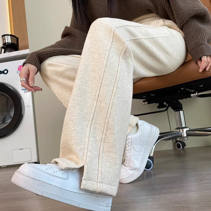 女宽松直筒运动休闲裤开叉香蕉裤