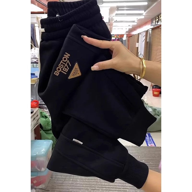 显瘦束脚休闲运动哈伦加厚卫裤女