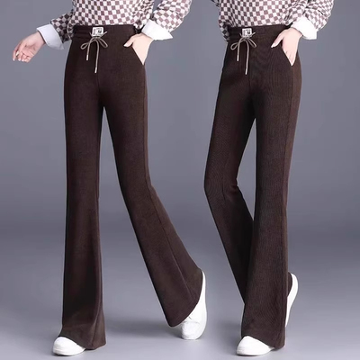 休闲加绒加厚高腰显瘦妈妈长裤女