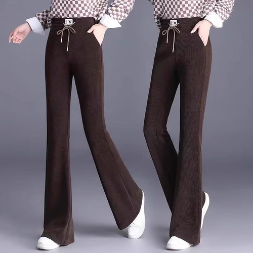 休闲加绒加厚高腰显瘦妈妈长裤女