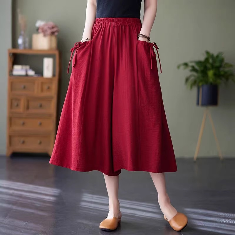 清仓捡漏棉麻七分裤女士中年妈妈大码高腰宽松小个子休闲阔腿裤裙,女装/女士精品,大码裤装,淘宝优惠券,粉丝福利购,淘宝优惠卷