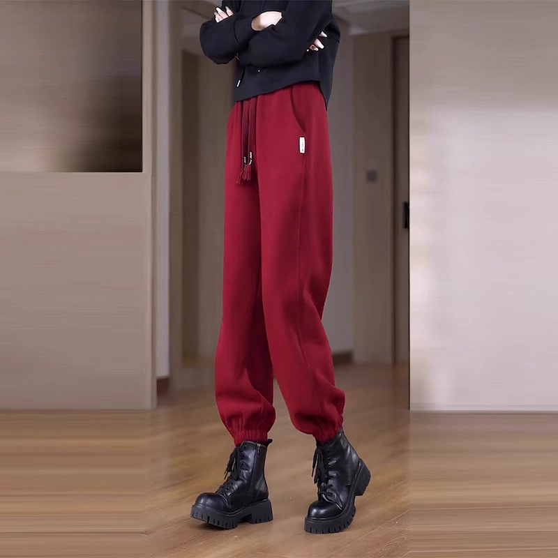 运动裤外穿保暖宽松休闲束脚裤女