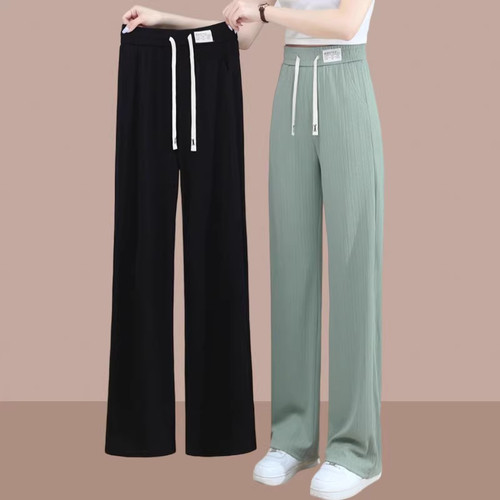 高腰垂感冰丝直筒外穿休闲运动裤