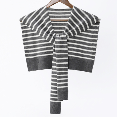 2025新款针织搭肩羊毛小披肩外搭衬衫衬衣配裙子风衣白色条纹女