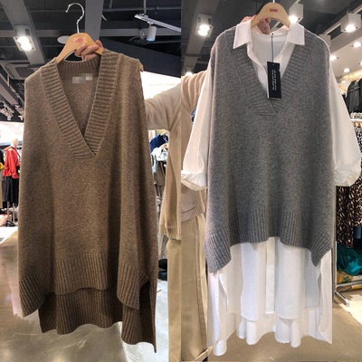 针织马甲背心毛衣坎肩大码中长款