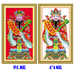 如意财神机绣十字绣成品财运滚滚手工绣好的恭喜发财神爷像装饰画