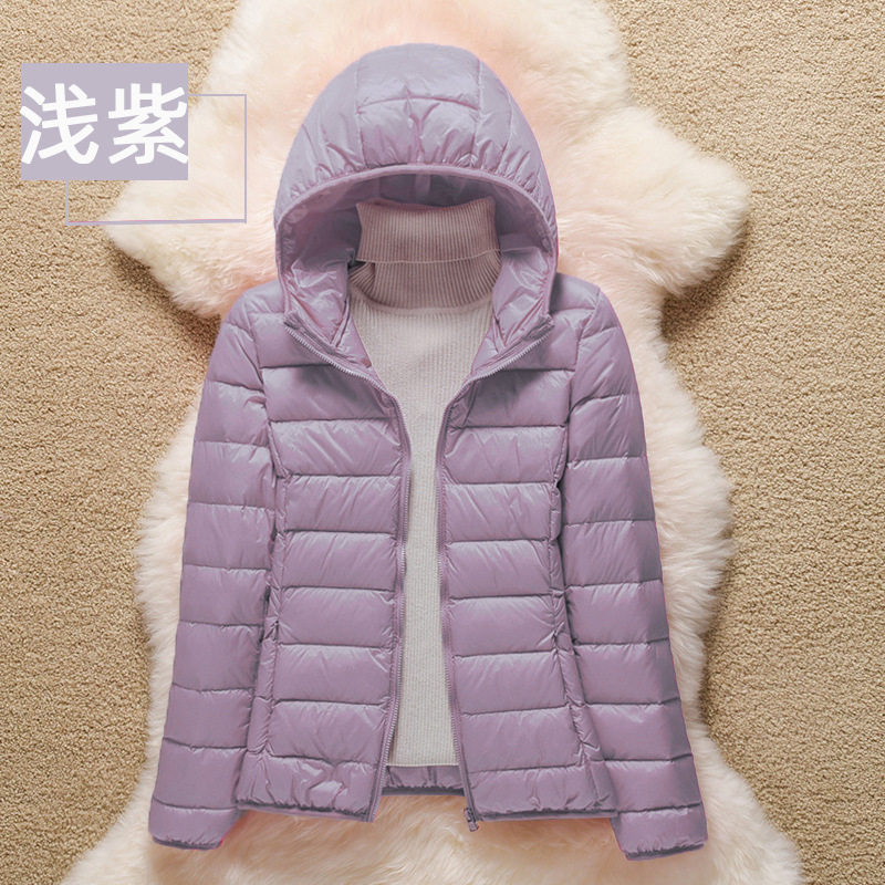 反季秋冬新款轻便轻薄羽绒服女短款韩版大码修身显瘦连帽冬装