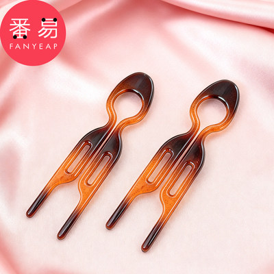 发簪C1pn008-小鱼发簪女黑棕色丸子头盘发固定簪子发饰造型头饰