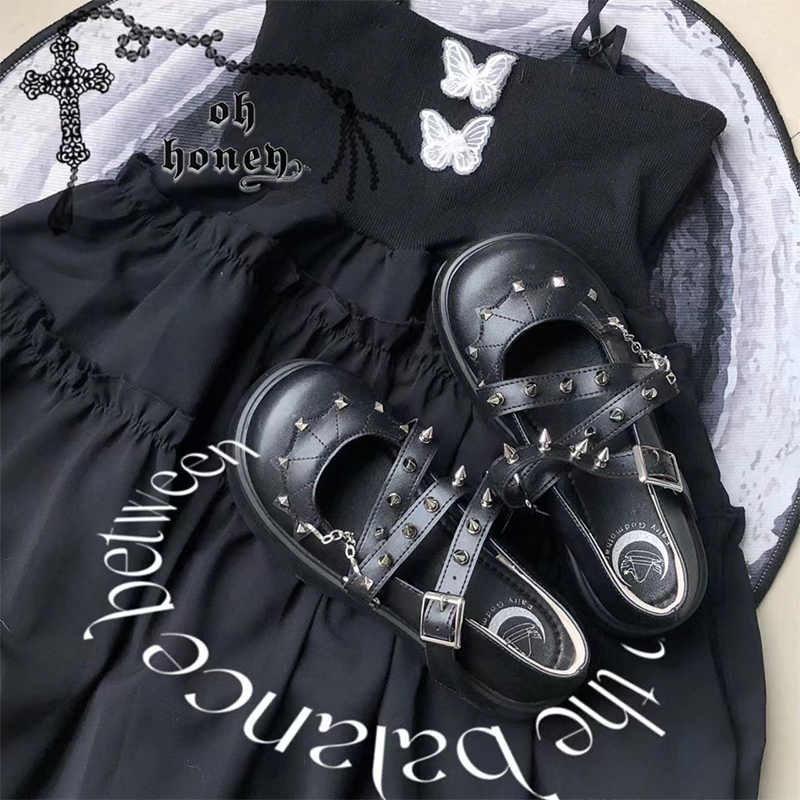 黑暗风小皮鞋仙女教母小皮鞋原创