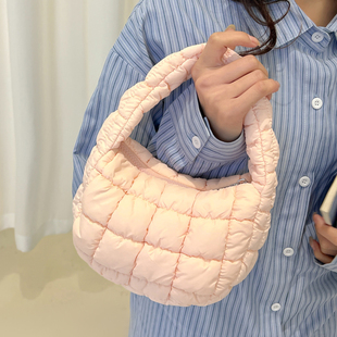 2025春季新款绗缝纹理云朵包褶皱泡泡手提包韩版休闲女包手机包包