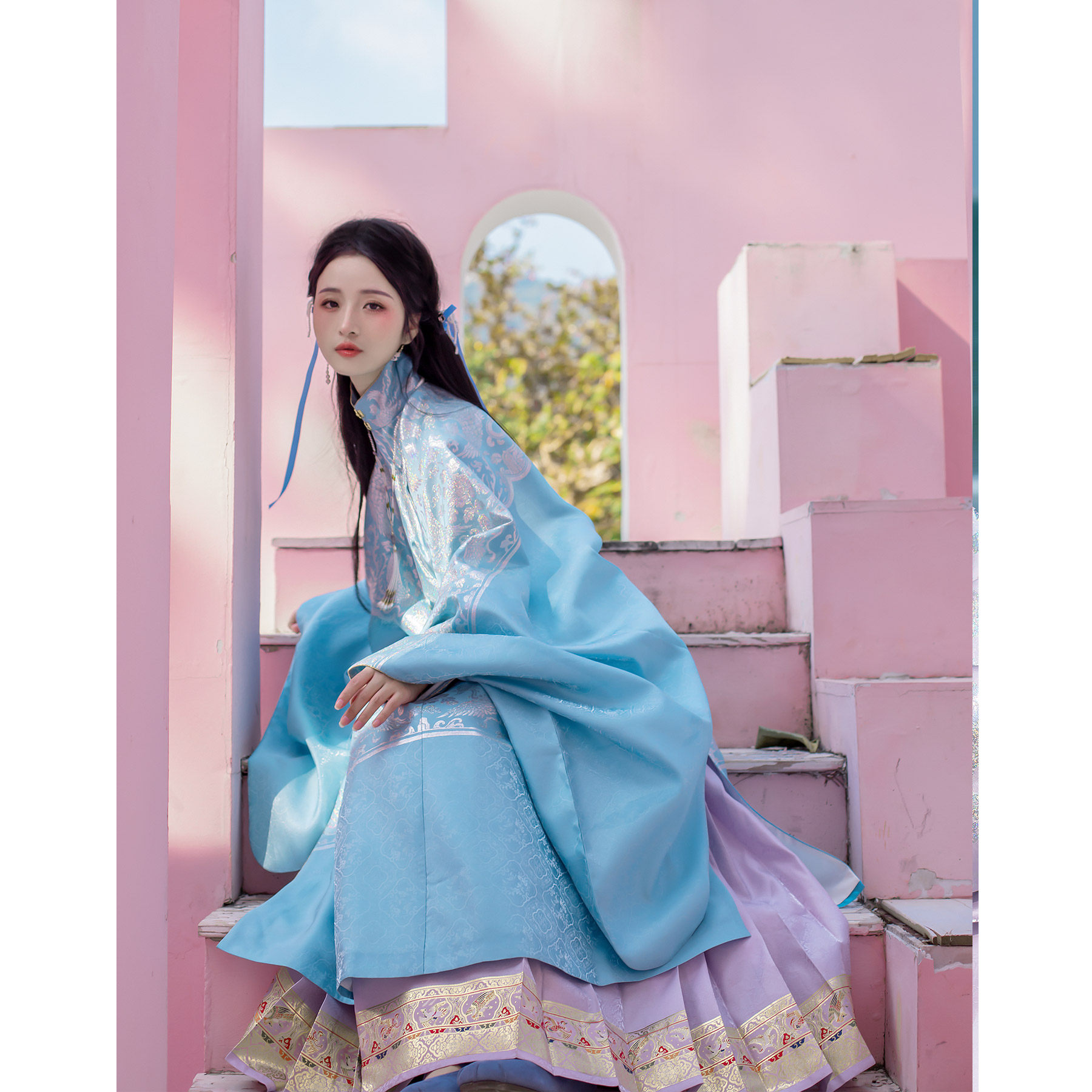 琉鱼汉服 富贵女装文物同款二创立领斜襟袍挂里明制仿罗佃织金裙,女装/女士精品,汉服半身裙,淘宝优惠券,粉丝福利购,淘宝优惠卷