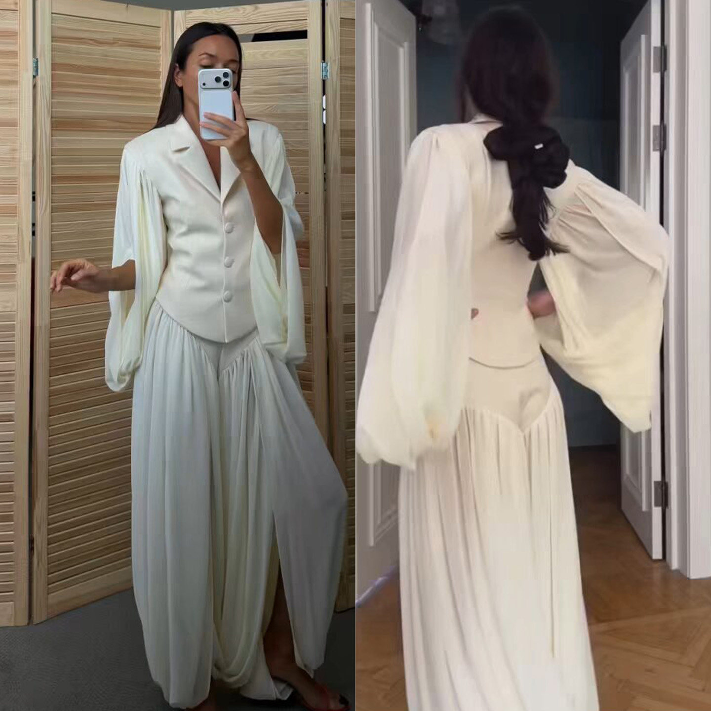 松弛慵懒风宽松西装阔腿裤套装