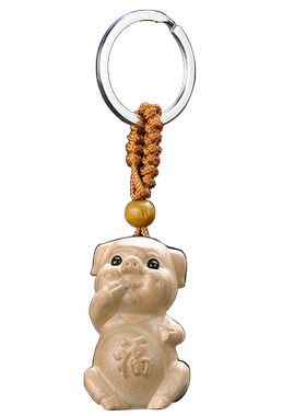 桃木十二生肖挂件龙蛇属相钥匙扣