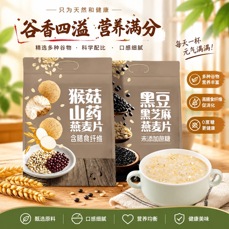 捷氏猴菇山药燕麦片黑豆黑芝麻