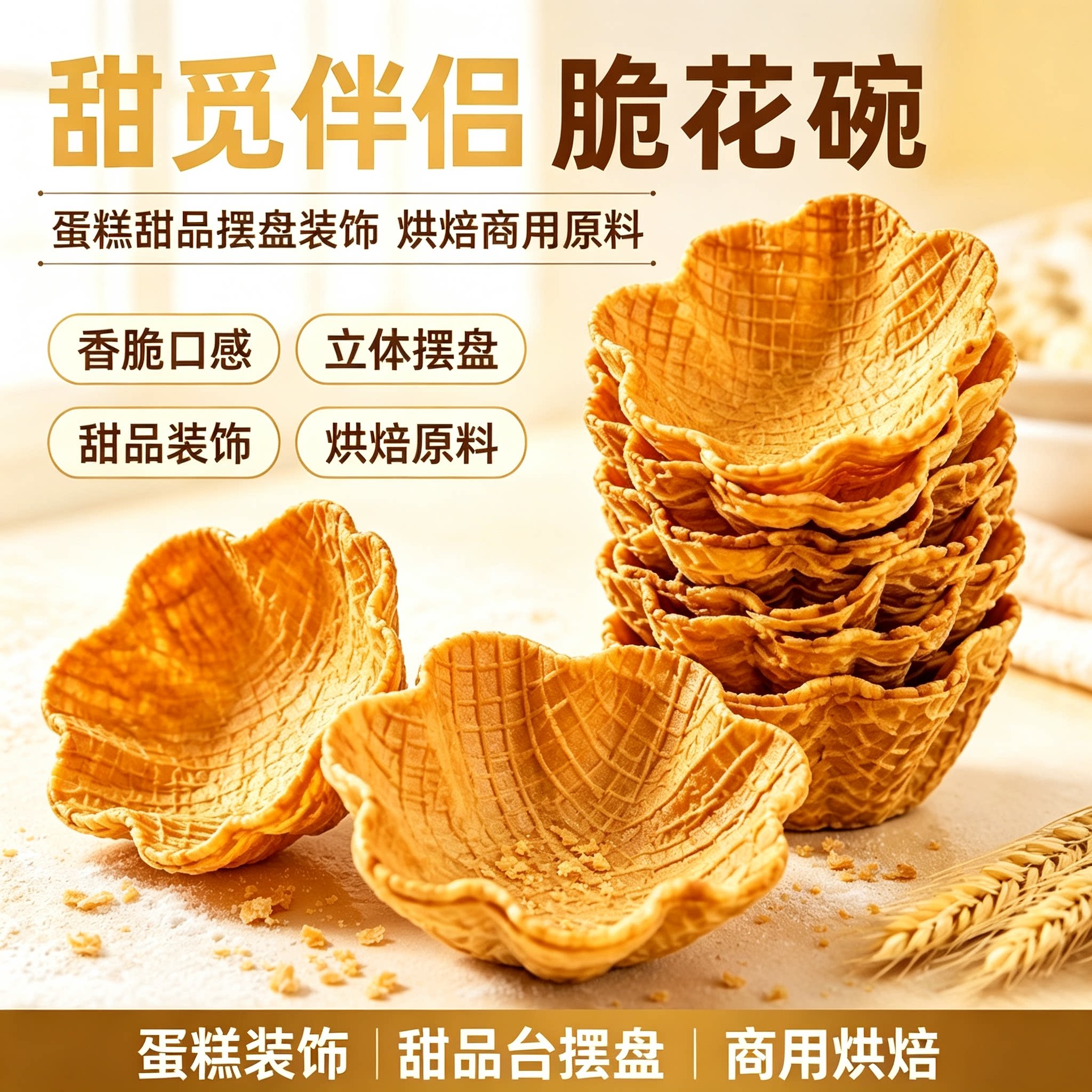 脆花碗甜觅伴侣花型蛋脆碗甜品