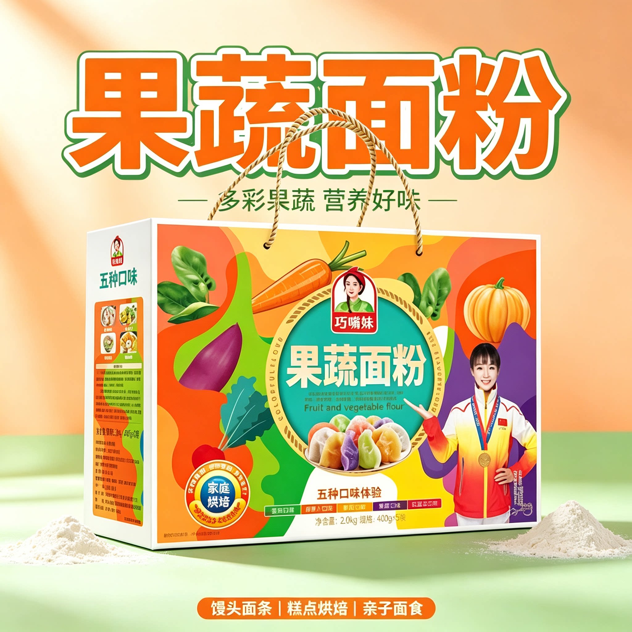 巧嘴妹彩色果蔬面礼盒装五种蔬菜