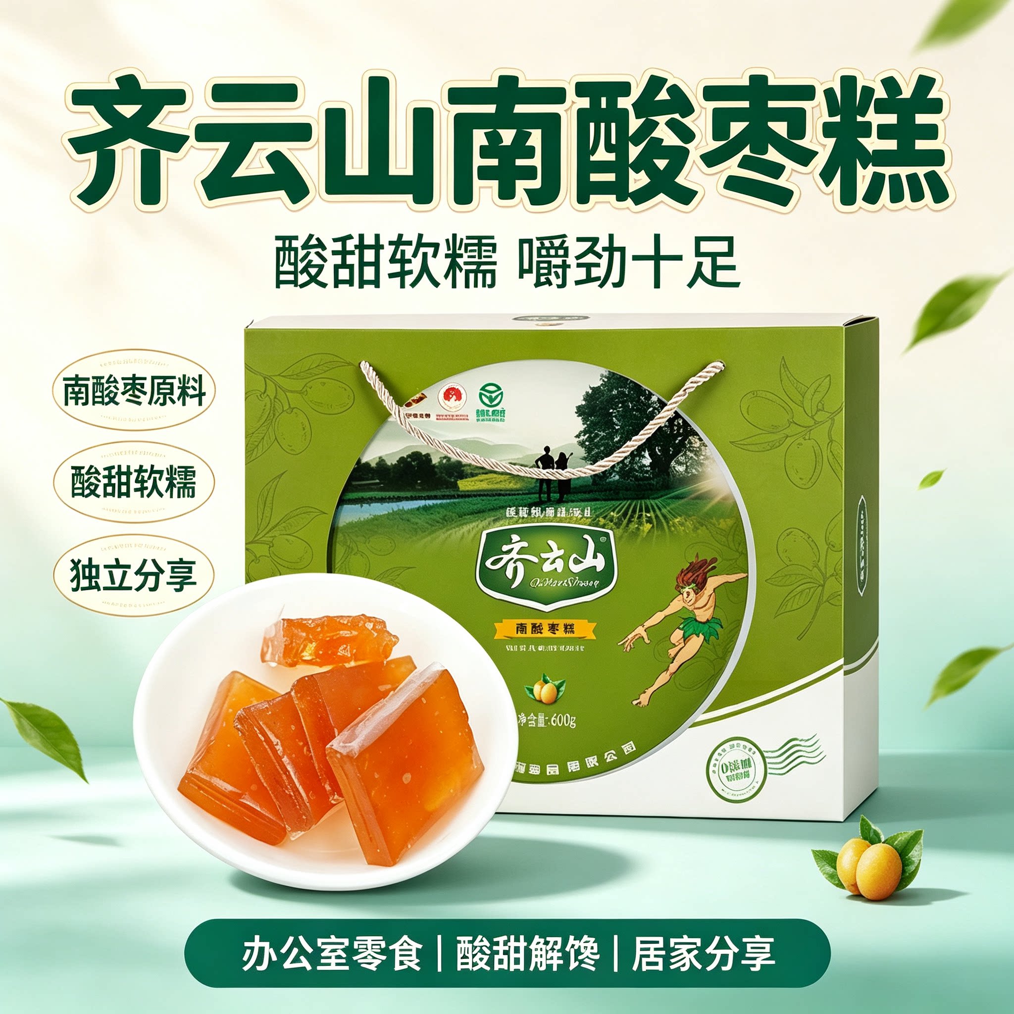 齐云山南酸枣糕600g礼盒装绿色