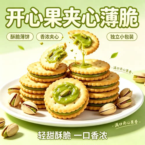 开心果夹心薄脆饼干酥脆浓香