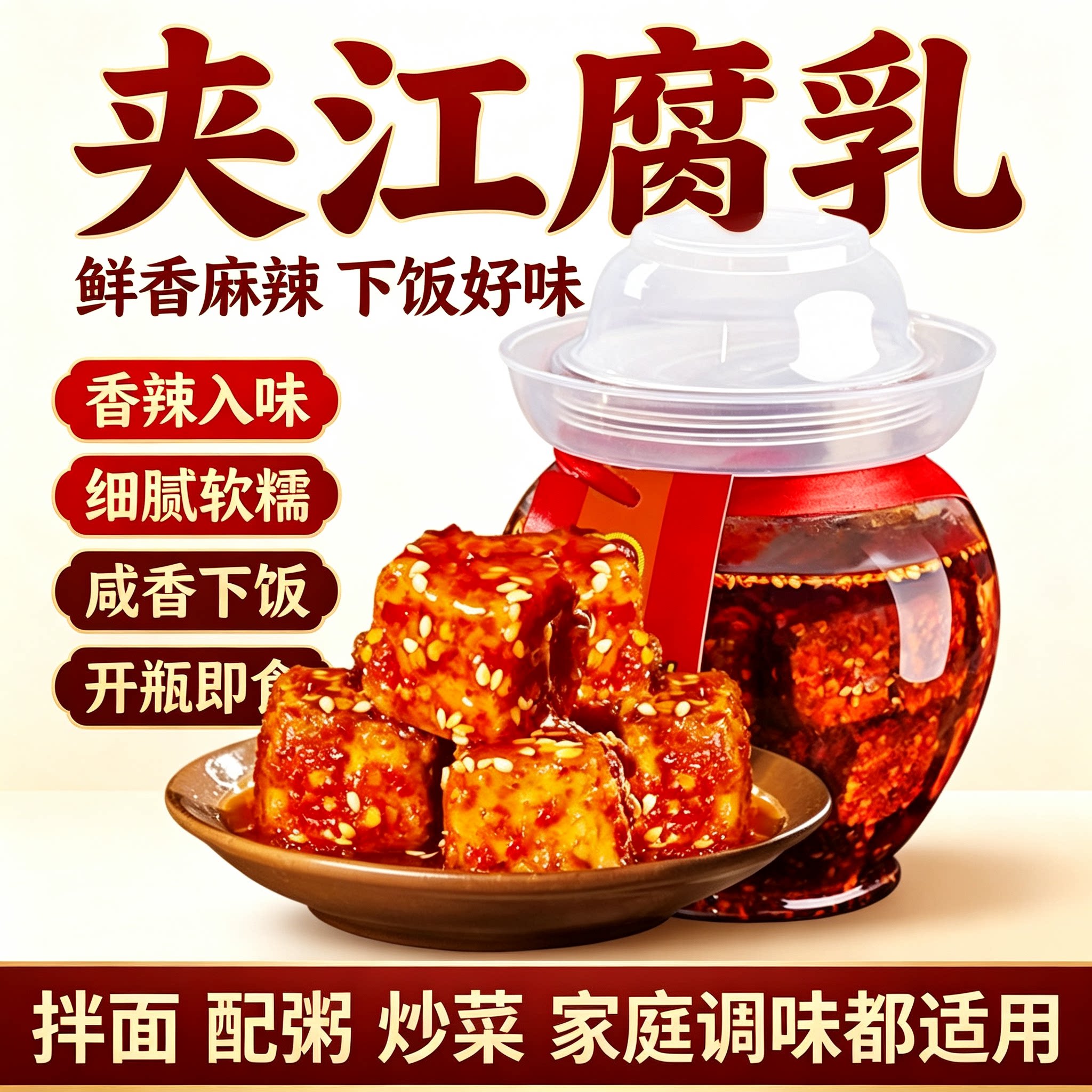 夹江腐乳坛装香辣红油豆腐乳图片