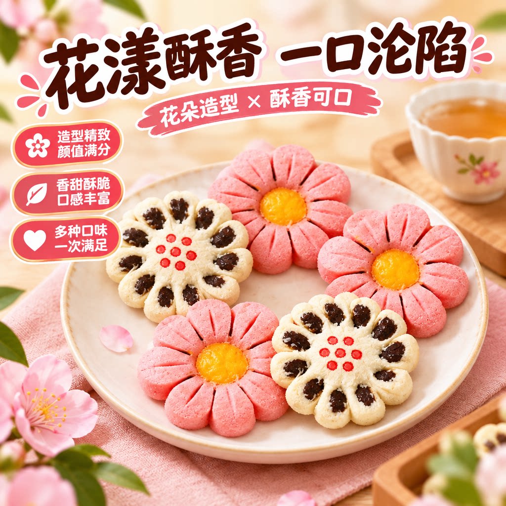组合桃花枣花中式传统糕