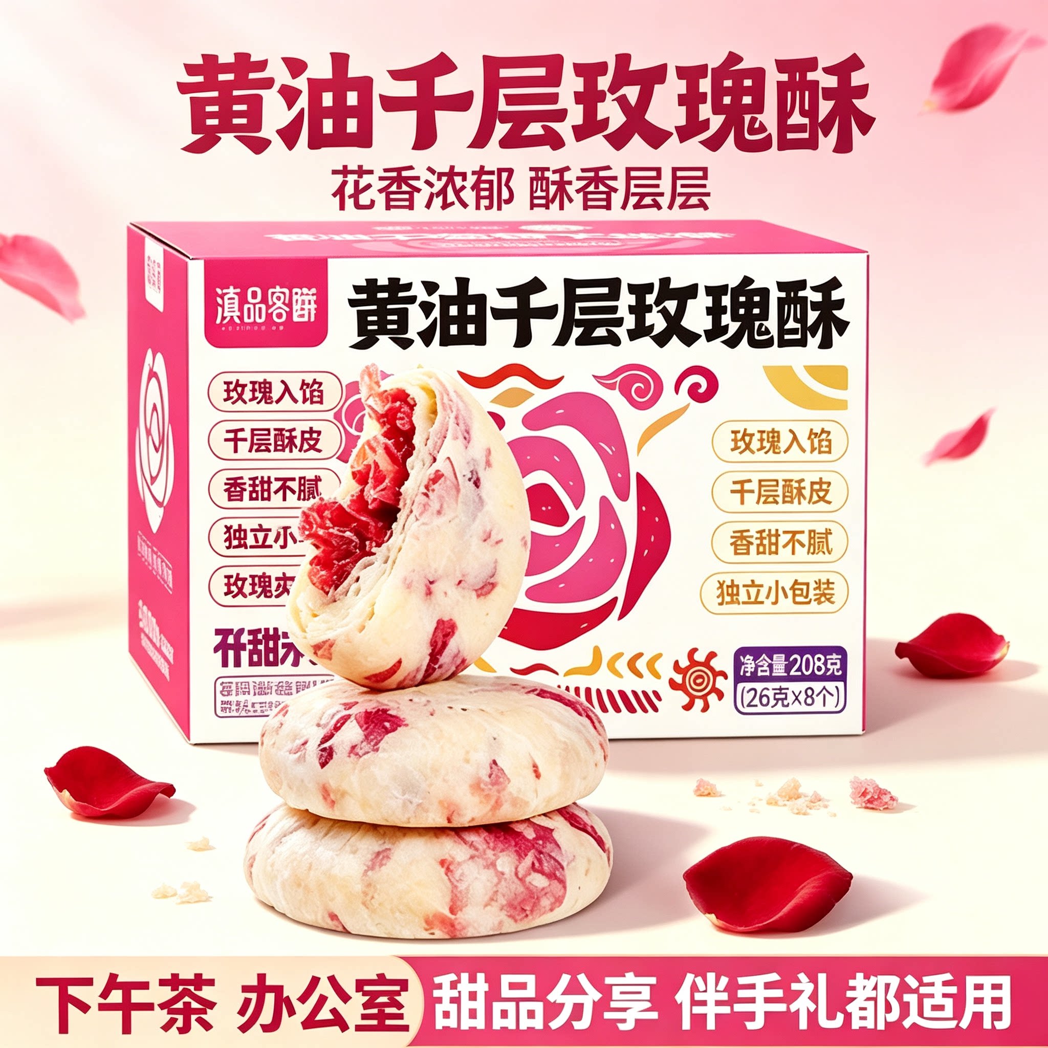 鲜花饼玫瑰酥礼盒云南特产多口味