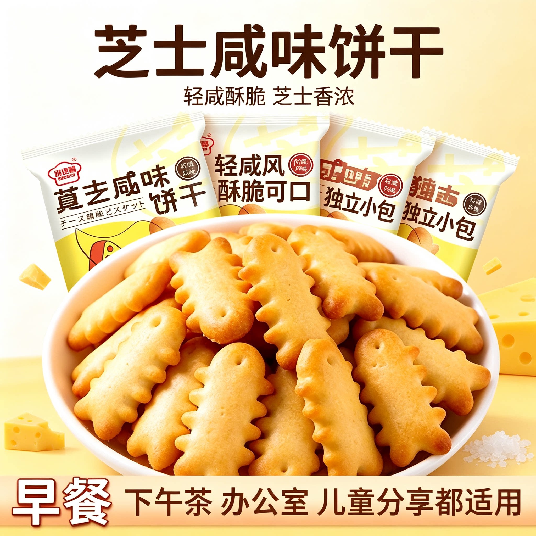 永得利芝士咸味饼干非油炸轻咸风味真芝士小饼干独立包装解馋零食