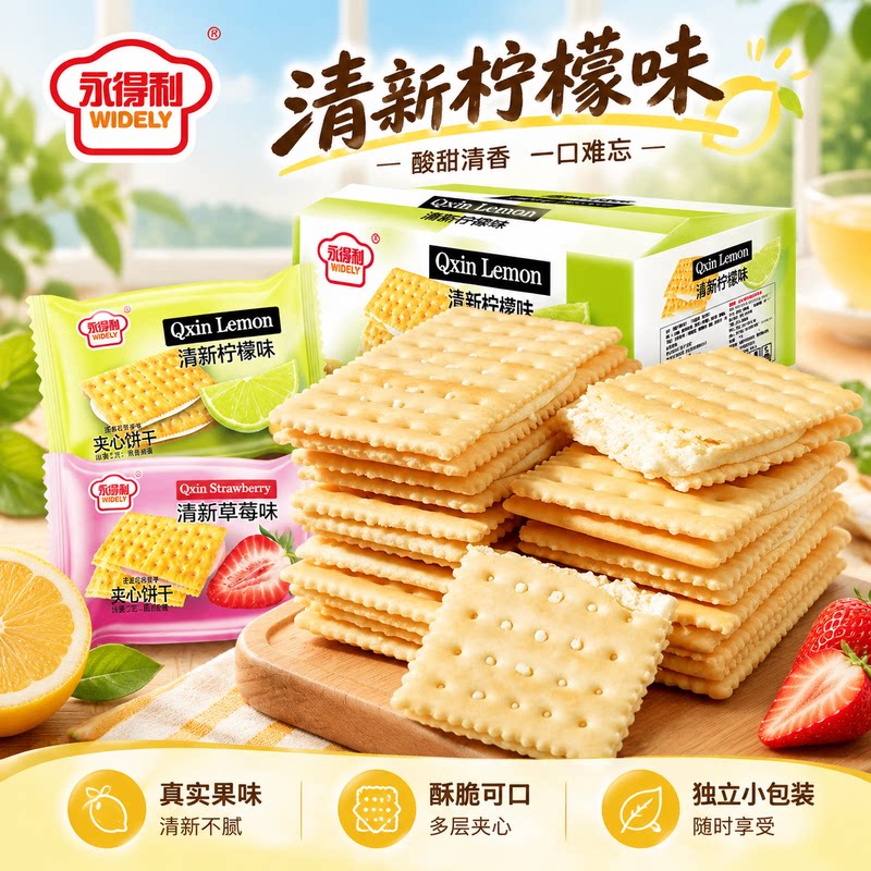 永得利清新柠檬夹心饼干