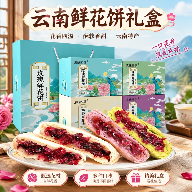 云南特产鲜花饼礼盒多口味