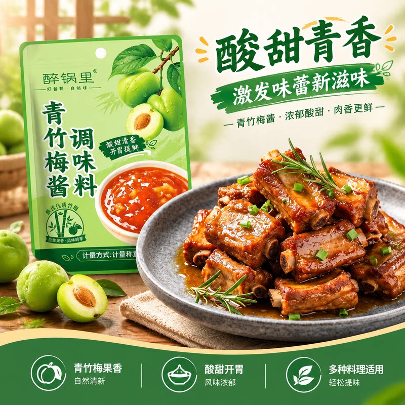 青竹梅酱酸甜果味排骨青梅烧肉