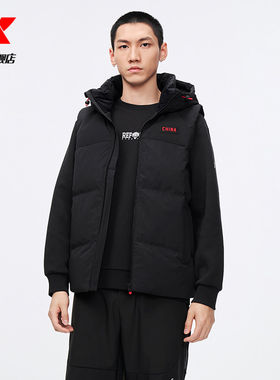 特步羽绒服马甲男款2025冬季新款