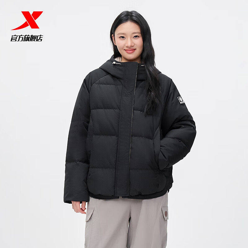 特步羽绒服女面包服2025冬新款宽松保暖防风连帽外套975428190184