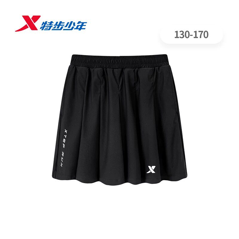 特步儿童裤裙百褶裙2026夏款女大童学院风短裙防走光674224944546